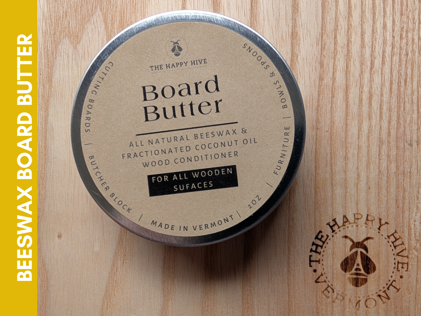 Board Butter - 2 oz Natural Beeswax Wood Conditioner and Polish for All Wooden Surfaces