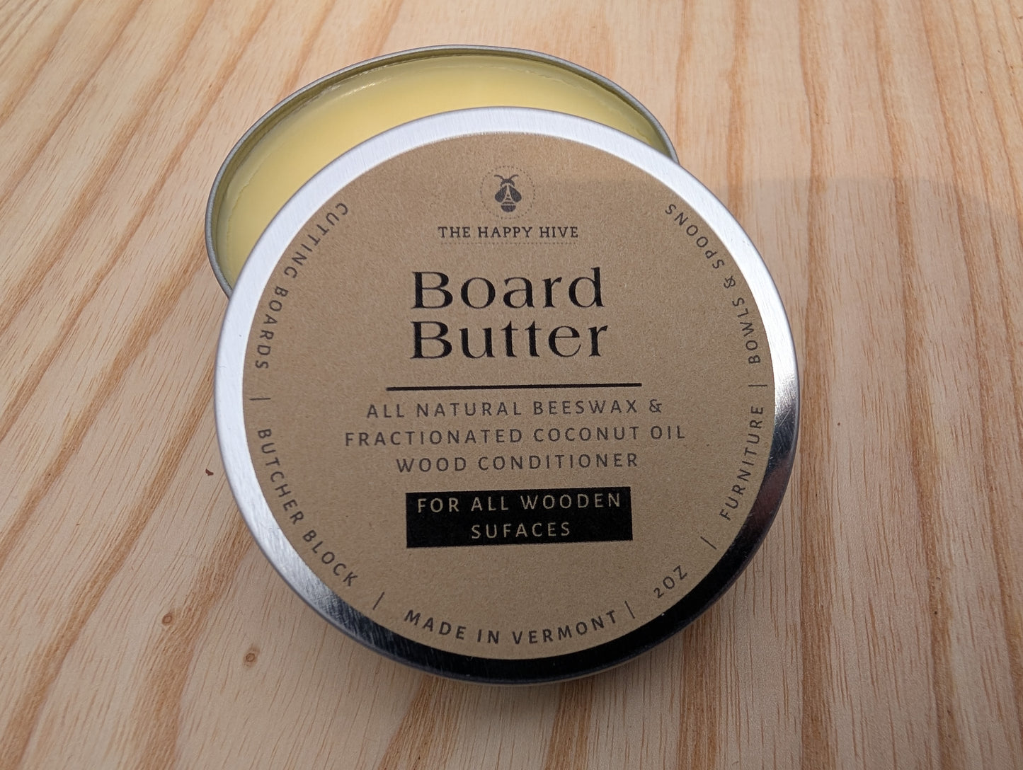 Board Butter - 2 oz Natural Beeswax Wood Conditioner and Polish for All Wooden Surfaces