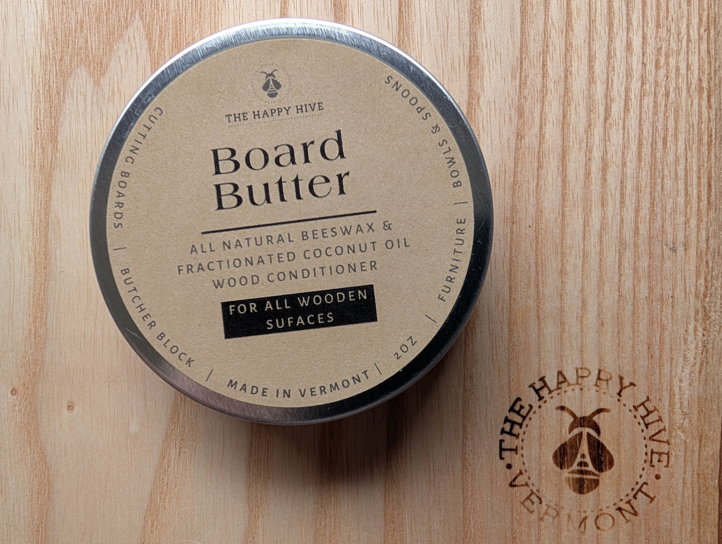 Board Butter - 2 oz Natural Beeswax Wood Conditioner and Polish for All Wooden Surfaces