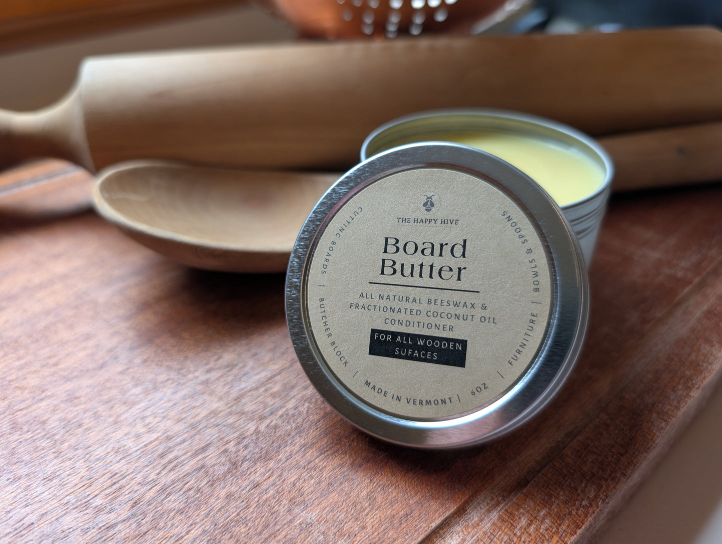 Board Butter - 6oz Natural Beeswax Wood Conditioner and Polish for All Wooden Surfaces